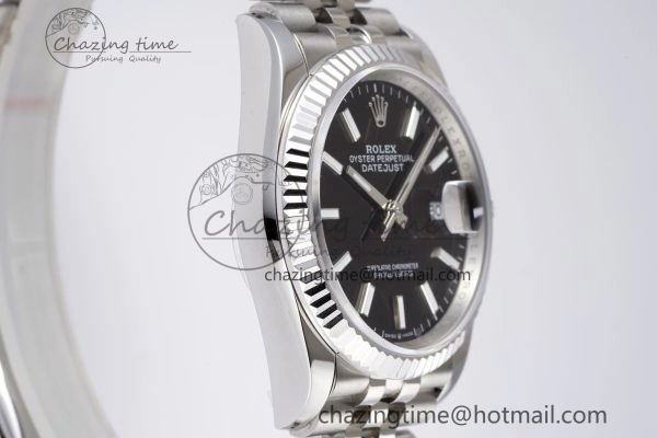 ComfortFit DateJust 36 SS 126234 JDF 904L Steel Black Dial Stick Markers on Jubilee Bracelet V 1746