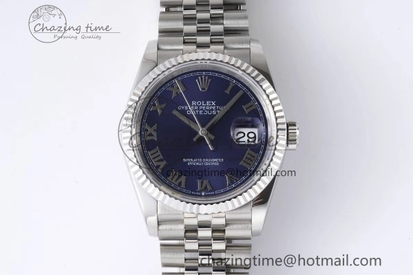 DateJust 36 SS 126234 JDF 904L Steel Blue Dial Roman Markers on Jubilee Bracelet V WaterResistant 1745