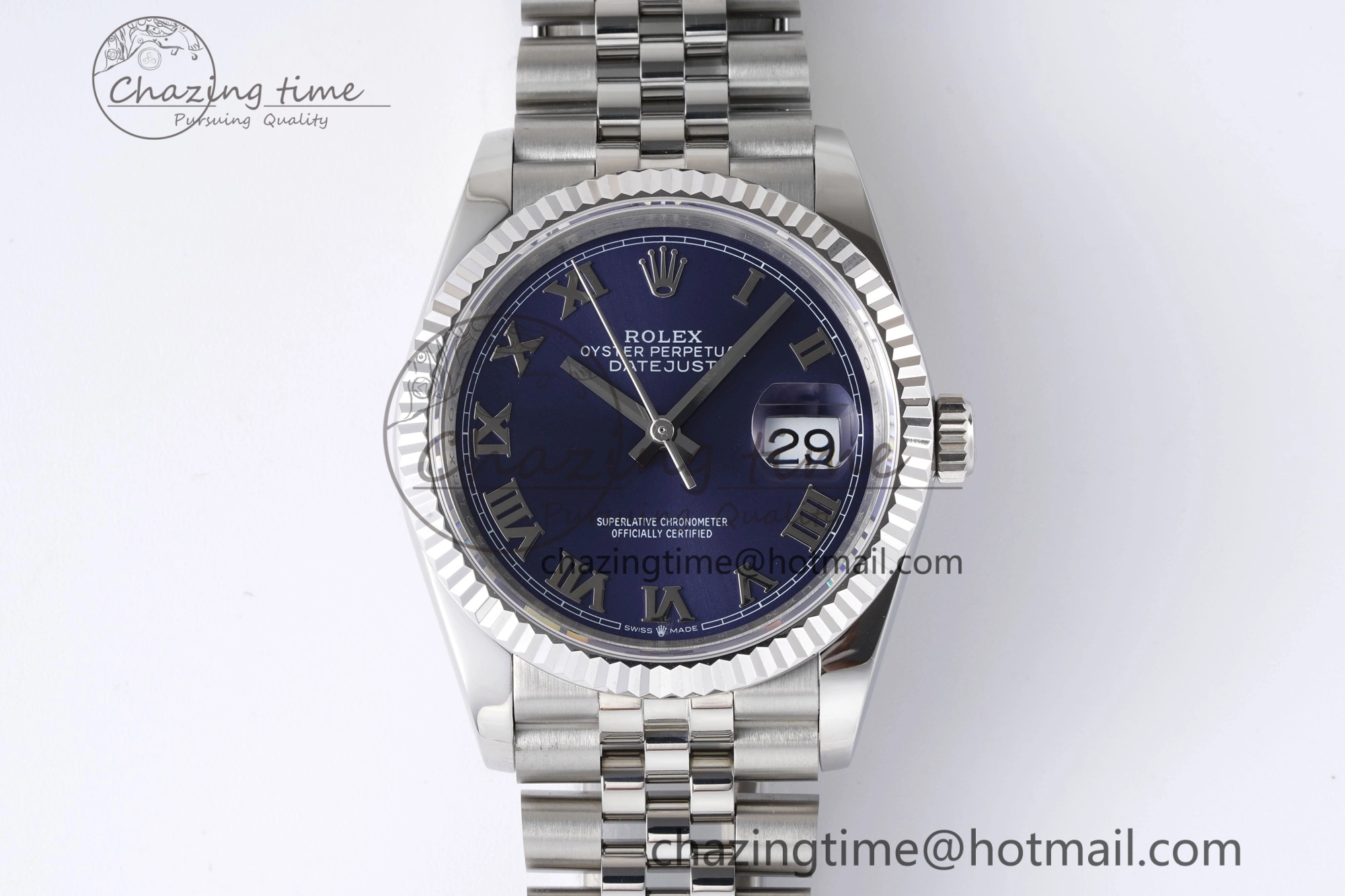 DateJust 36 SS 126234 JDF 904L Steel Blue Dial Roman Markers on Jubilee Bracelet V WaterResistant 1745