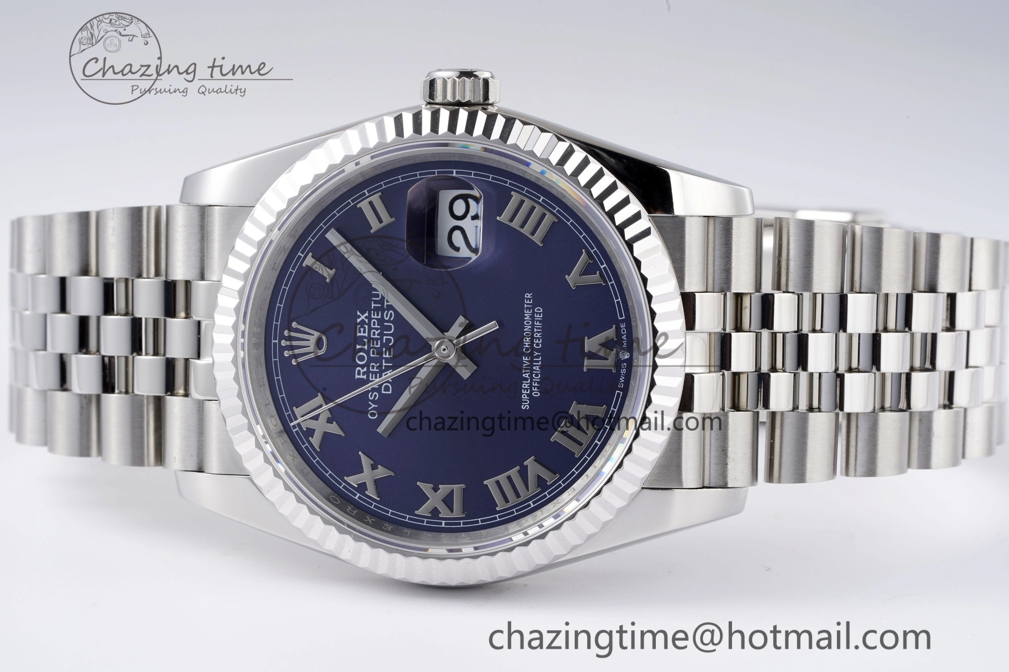 DateJust 36 SS 126234 JDF 904L Steel Blue Dial Roman Markers on Jubilee Bracelet V WaterResistant 1745