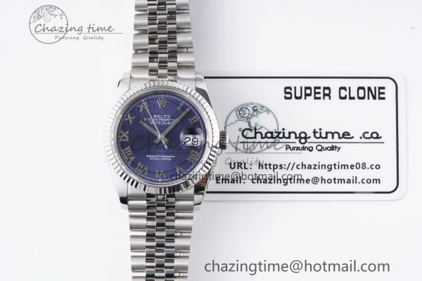 DateJust 36 SS 126234 JDF 904L Steel Blue Dial Roman Markers on Jubilee Bracelet V WaterResistant 1745