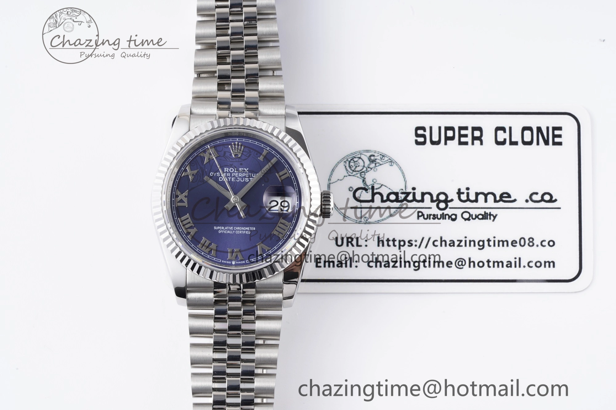 DateJust 36 SS 126234 JDF 904L Steel Blue Dial Roman Markers on Jubilee Bracelet V WaterResistant 1745