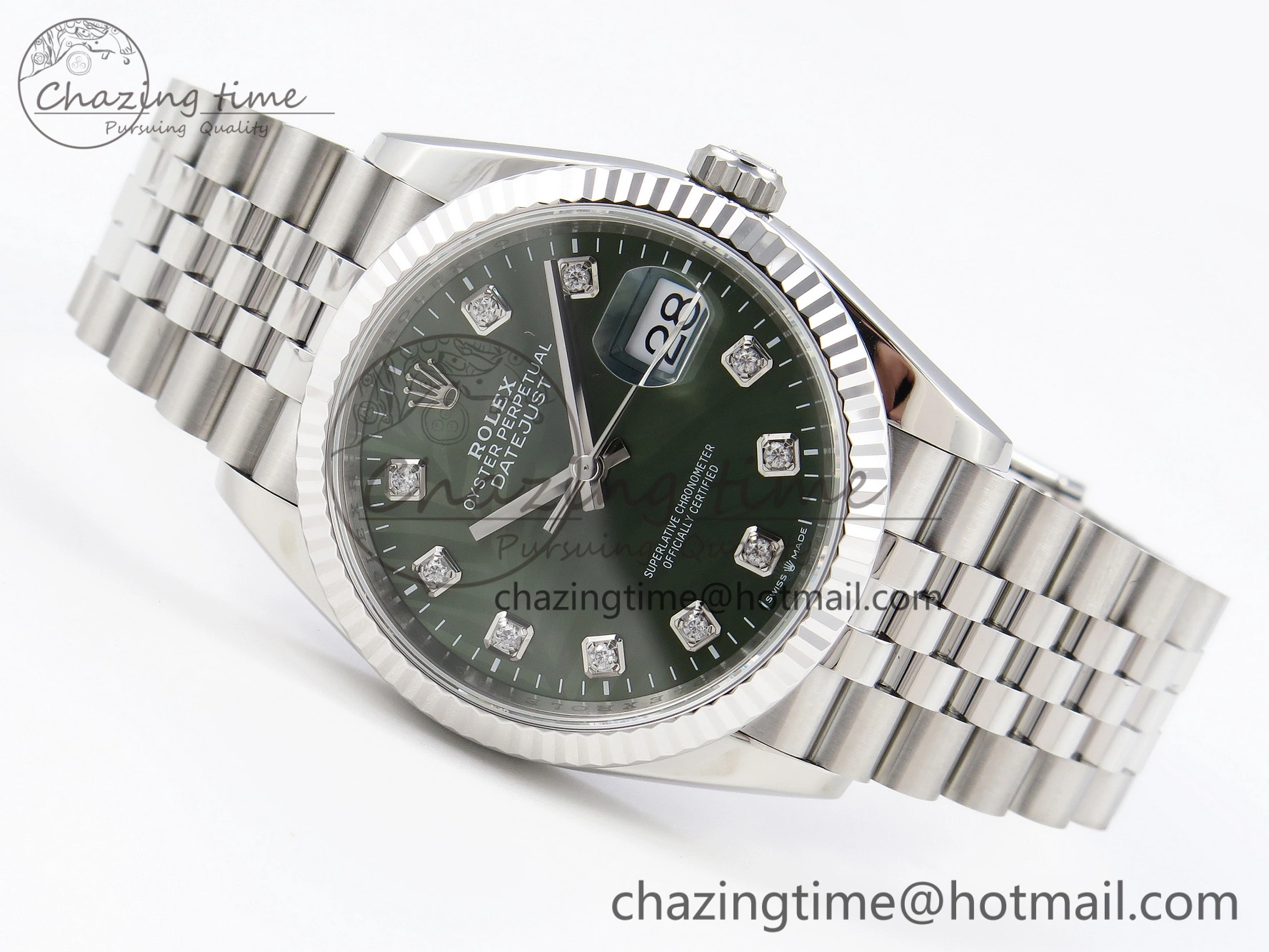 EyeCatching DateJust 36 SS 126234 VSF 1:1 Best Edition 904L Steel Green Leaf Diamonds Dial on Jubilee Bracelet VS 10127