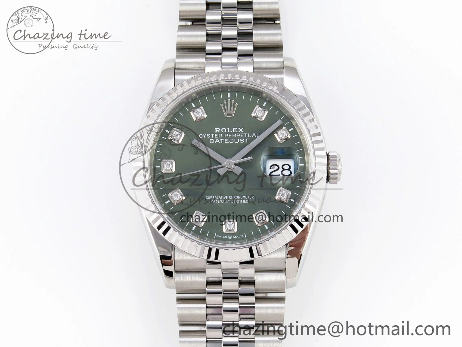 EyeCatching DateJust 36 SS 126234 VSF 1:1 Best Edition 904L Steel Green Leaf Diamonds Dial on Jubilee Bracelet VS 10127