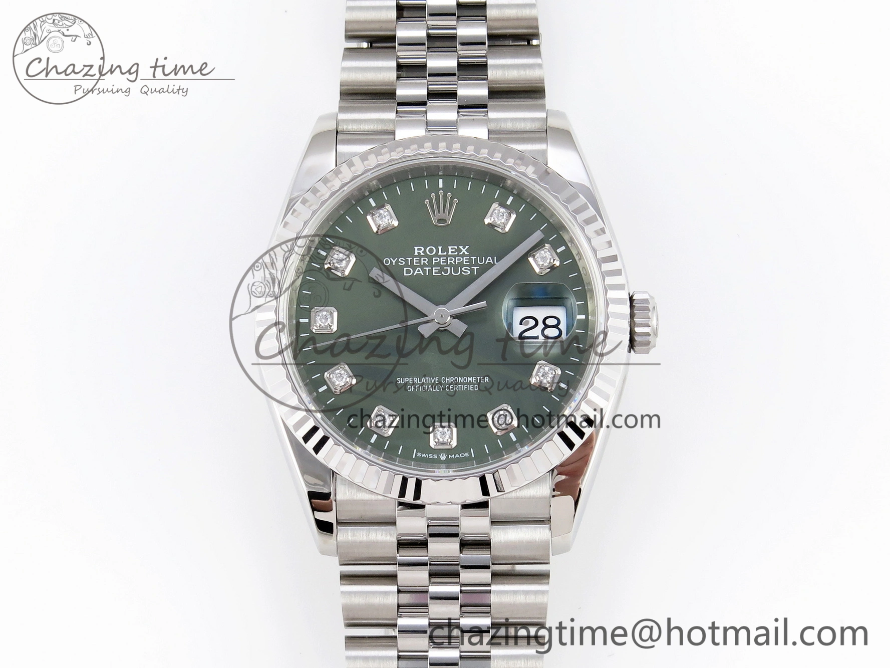 EyeCatching DateJust 36 SS 126234 VSF 1:1 Best Edition 904L Steel Green Leaf Diamonds Dial on Jubilee Bracelet VS 10127