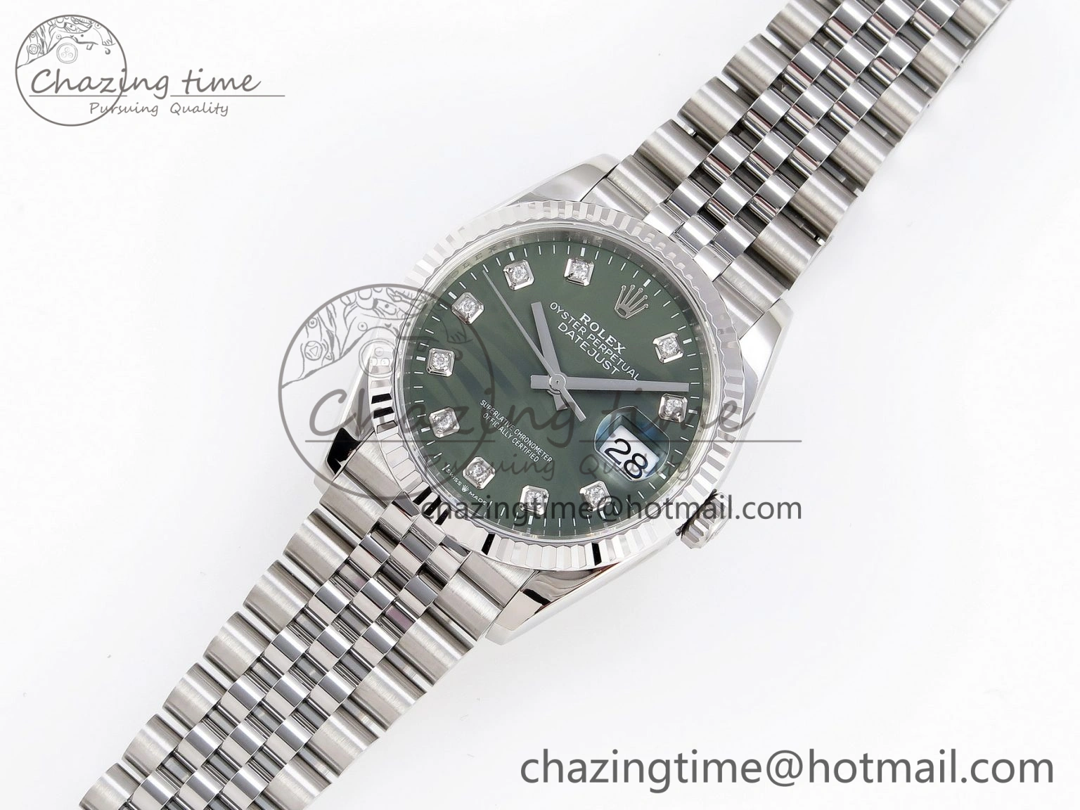 EyeCatching DateJust 36 SS 126234 VSF 1:1 Best Edition 904L Steel Green Leaf Diamonds Dial on Jubilee Bracelet VS 10127