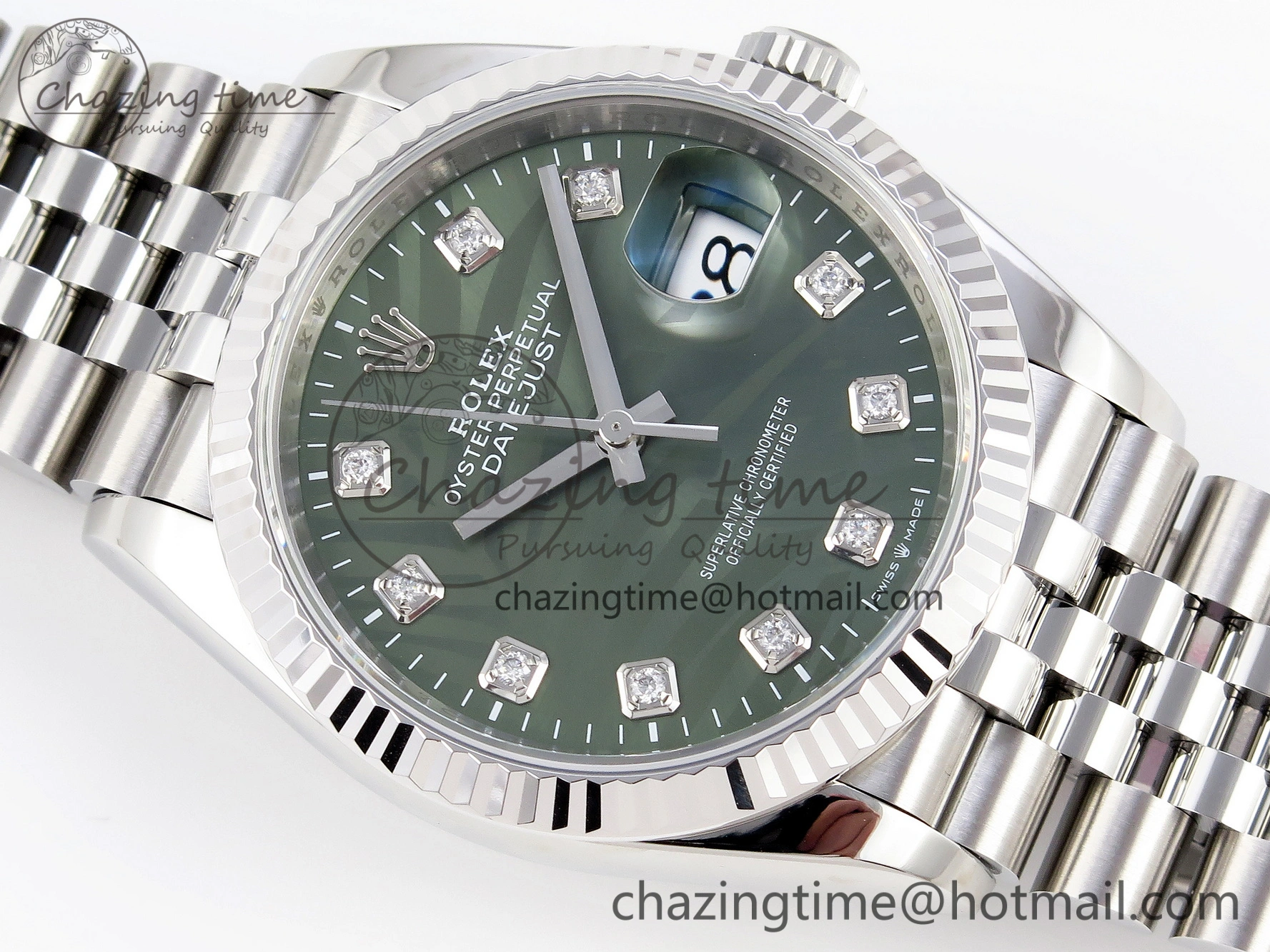 EyeCatching DateJust 36 SS 126234 VSF 1:1 Best Edition 904L Steel Green Leaf Diamonds Dial on Jubilee Bracelet VS 10127