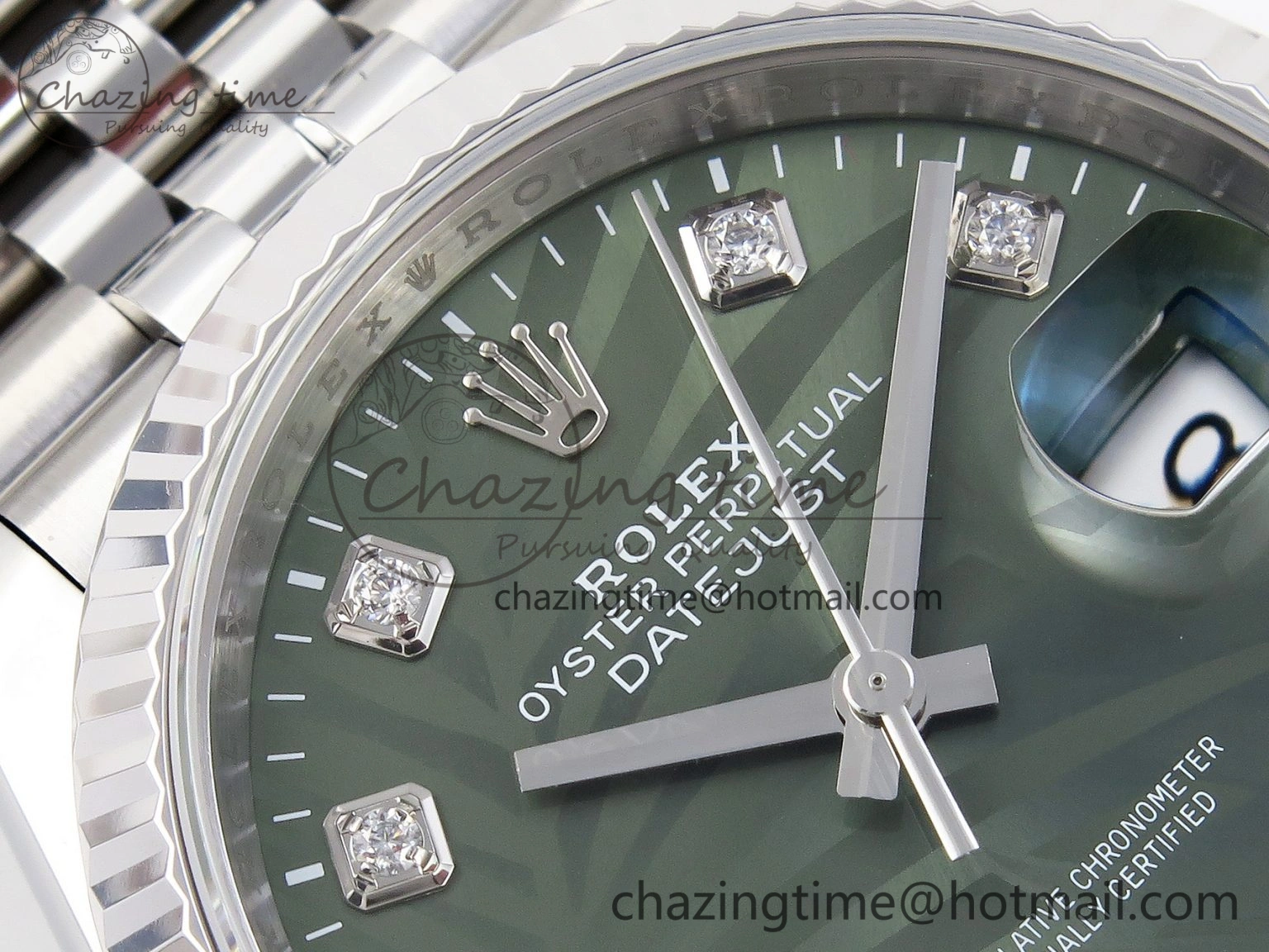 EyeCatching DateJust 36 SS 126234 VSF 1:1 Best Edition 904L Steel Green Leaf Diamonds Dial on Jubilee Bracelet VS 10127