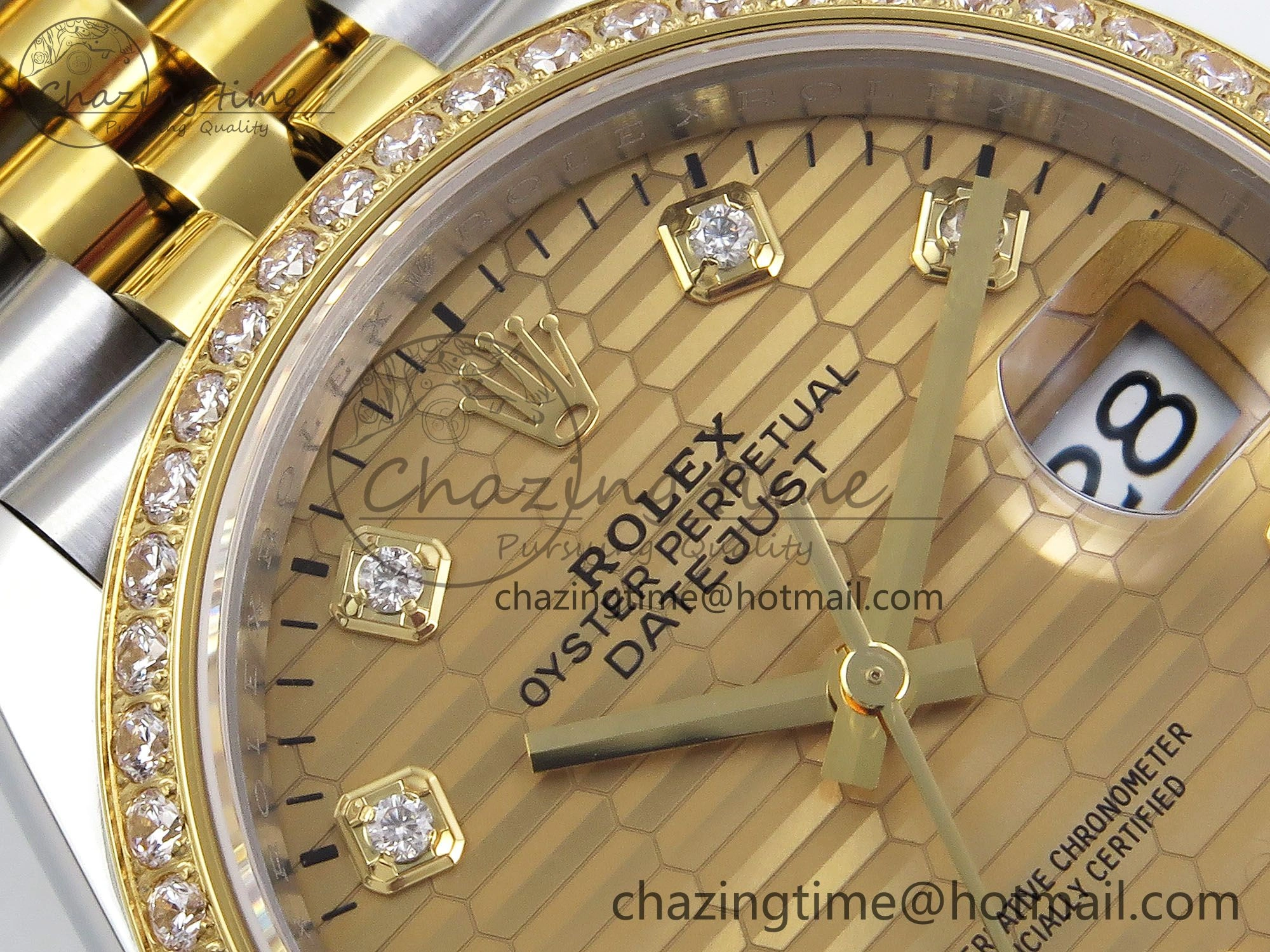 DateJust 36 SS 126283rbr VSF 1:1 Best Edition 904L Steel YG Textured Diamonds Dial on Jubilee Bracelet VS Packable 1379