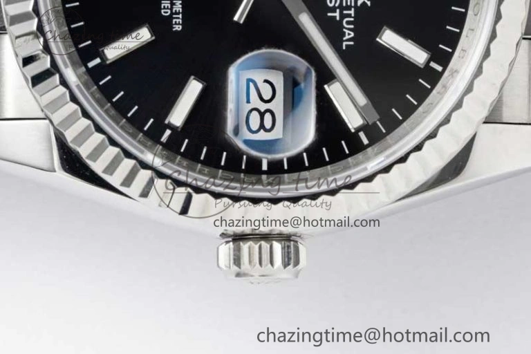 DateJust 36 SS DIWF 1:1 Best Edition 904L Steel Black Stick Dial on Jubilee Bracelet SA StreetReady 2323