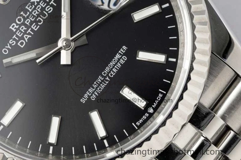 DateJust 36 SS DIWF 1:1 Best Edition 904L Steel Black Stick Dial on Jubilee Bracelet SA StreetReady 2323