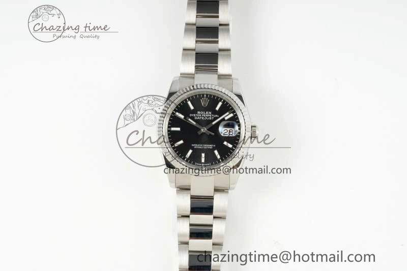 DateJust 36 SS DIWF 1:1 Best Edition 904L Steel Black Stick Dial on Oyster Bracelet SA Trendsetting 2322