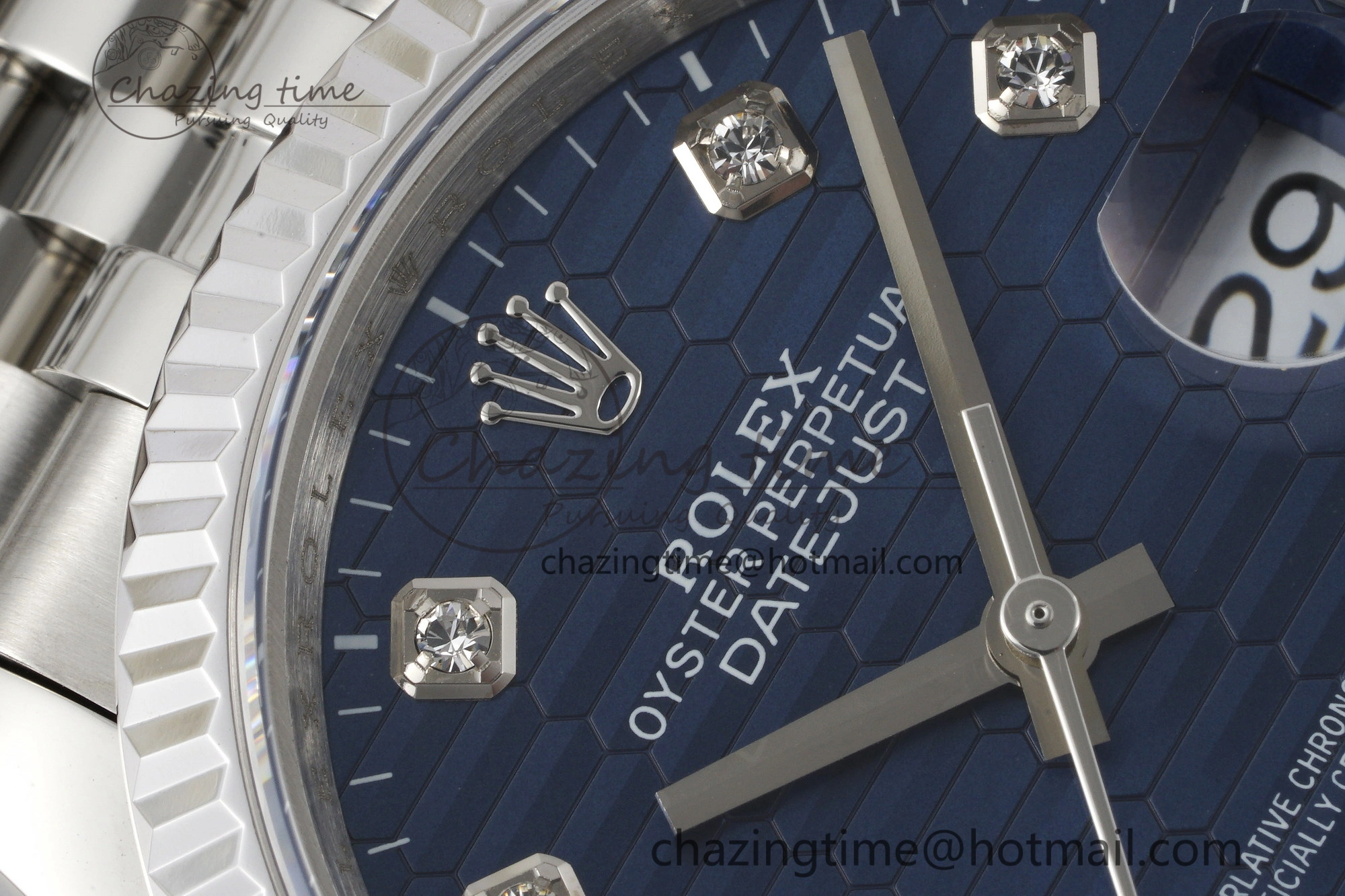 DateJust 36 SS JDF 1:1 Best Edition Blue Diamonds Textured Dial on Jubilee Bracelet VR3235 V Minimalist 10210