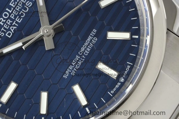 UrbanChic DateJust 36 SS JDF 904L Steel Blue Textured Dial on Oyster Bracelet VR3235 V 2234