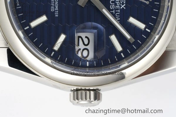 UrbanChic DateJust 36 SS JDF 904L Steel Blue Textured Dial on Oyster Bracelet VR3235 V 2234