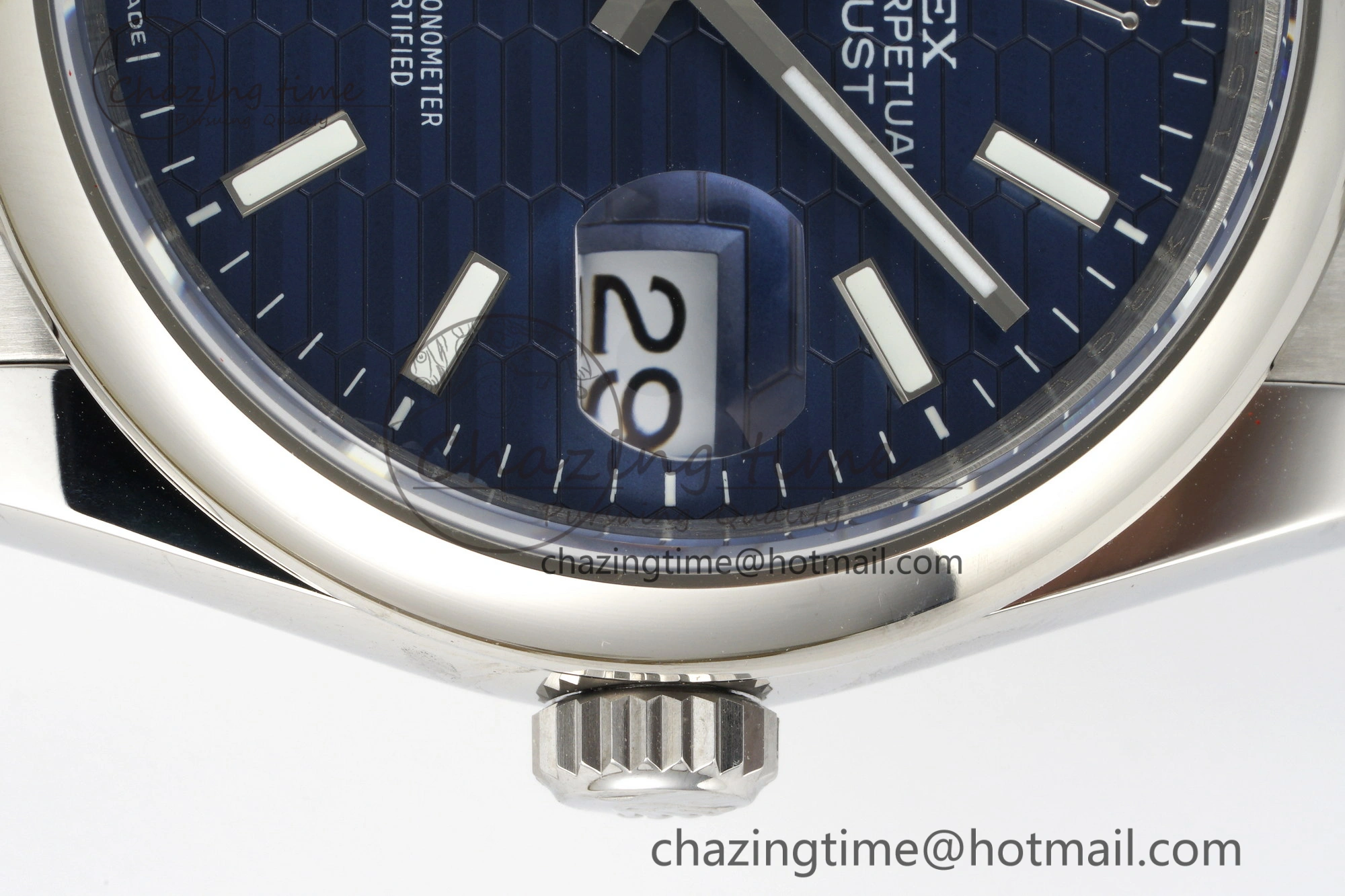 UrbanChic DateJust 36 SS JDF 904L Steel Blue Textured Dial on Oyster Bracelet VR3235 V 2234