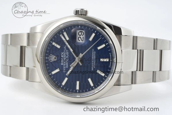 UrbanChic DateJust 36 SS JDF 904L Steel Blue Textured Dial on Oyster Bracelet VR3235 V 2234