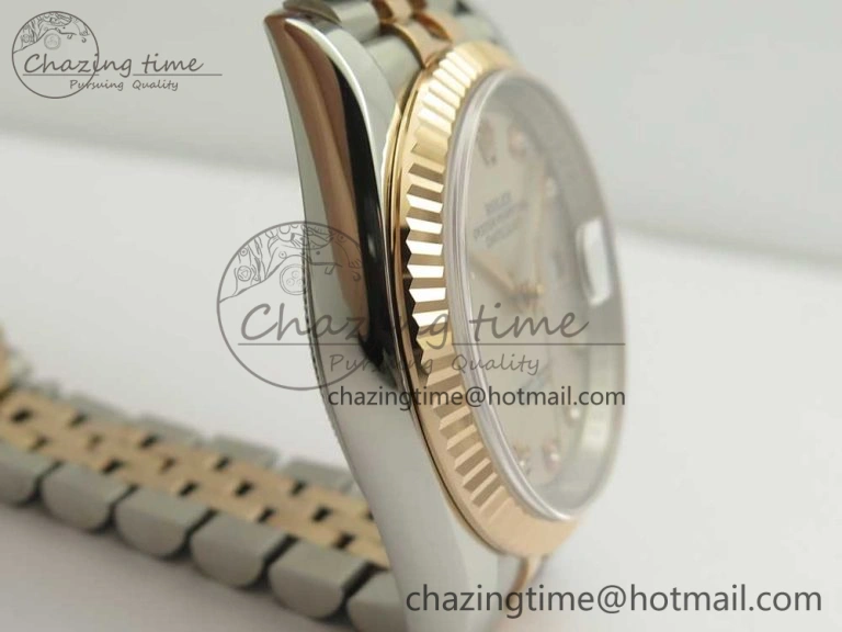 Flexible DateJust 36 SS RG 116231 RZF Best Edition 904L Steel Gray Dial Diamonds Markers on SS RG Bracelet A 3281