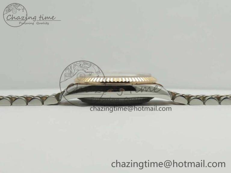 Snug DateJust 36 SS RG 116231 RZF Best Edition 904L Steel White Dial Stick Markers on SS RG Bracelet A 10617