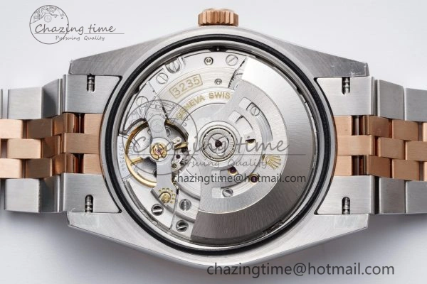 FlexibleFit DateJust 36 SS RG 126231 JDF RG Plated 904L Steel Brown Dial Diamonds Markers on Jubilee Bracelet V 1749
