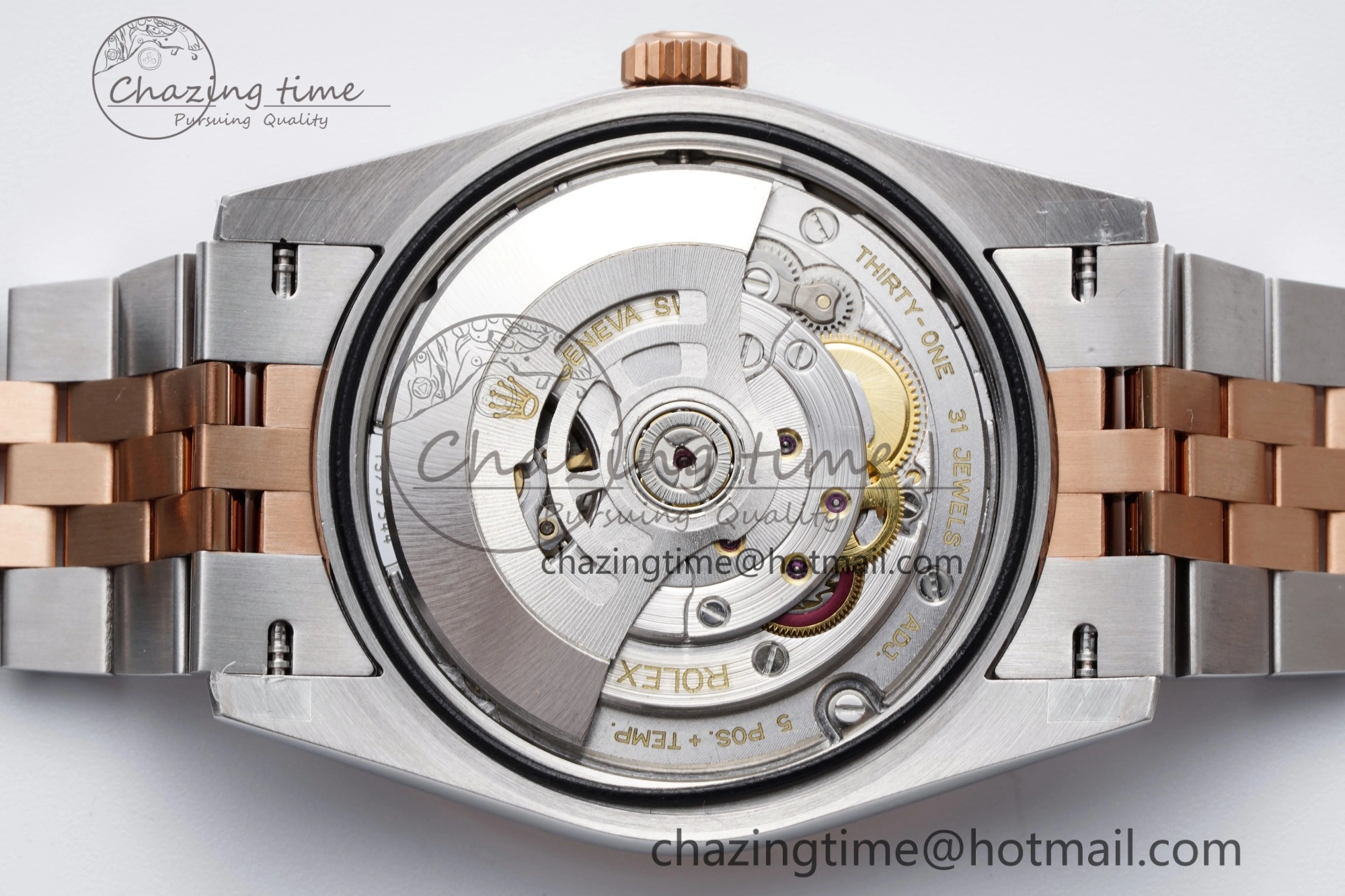FlexibleFit DateJust 36 SS RG 126231 JDF RG Plated 904L Steel Brown Dial Diamonds Markers on Jubilee Bracelet V 1749