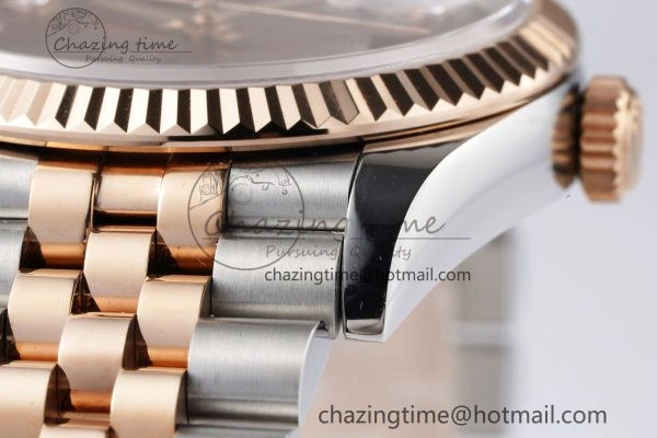 FlexibleFit DateJust 36 SS RG 126231 JDF RG Plated 904L Steel Brown Dial Diamonds Markers on Jubilee Bracelet V 1749