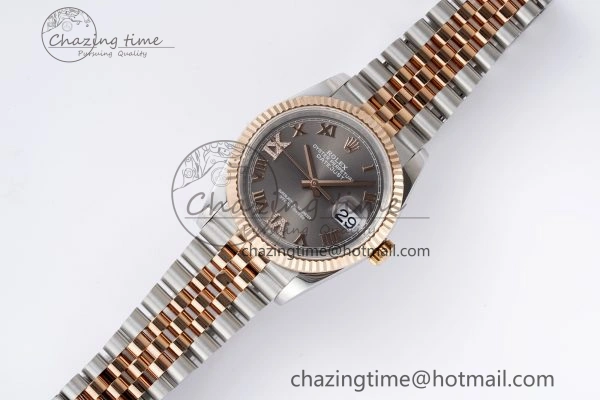 Effortless DateJust 36 SS RG 126231 JDF RG Plated 904L Steel Gray Dial Roman Markers on Jubilee Bracelet V 1748