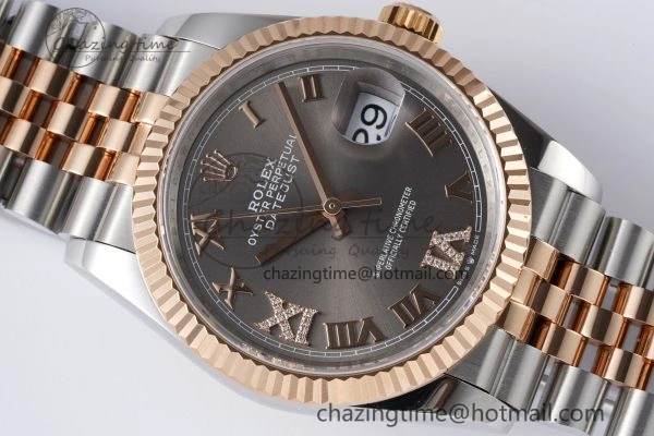 Effortless DateJust 36 SS RG 126231 JDF RG Plated 904L Steel Gray Dial Roman Markers on Jubilee Bracelet V 1748