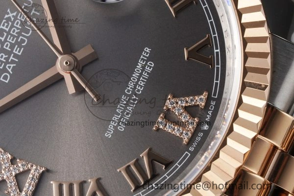 Effortless DateJust 36 SS RG 126231 JDF RG Plated 904L Steel Gray Dial Roman Markers on Jubilee Bracelet V 1748