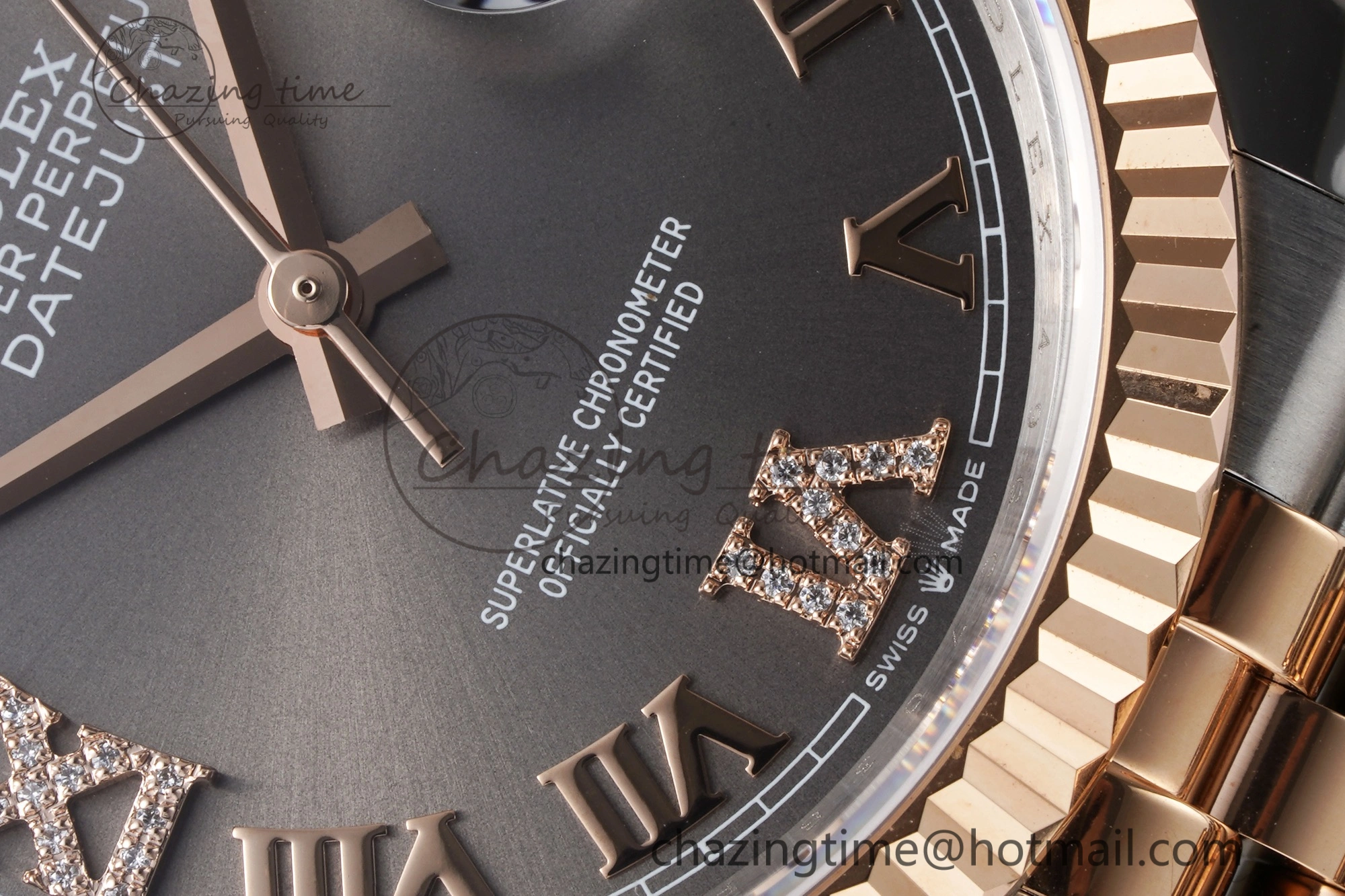 Effortless DateJust 36 SS RG 126231 JDF RG Plated 904L Steel Gray Dial Roman Markers on Jubilee Bracelet V 1748