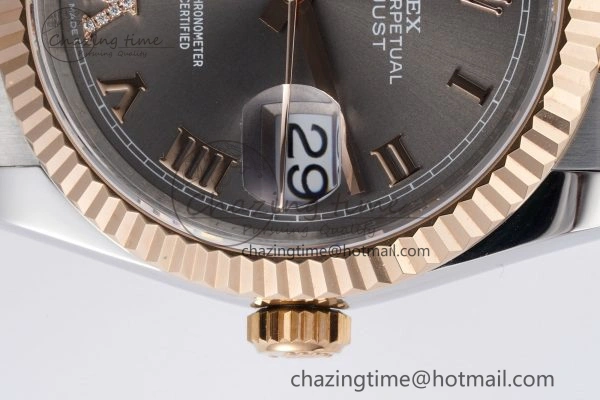 Effortless DateJust 36 SS RG 126231 JDF RG Plated 904L Steel Gray Dial Roman Markers on Jubilee Bracelet V 1748