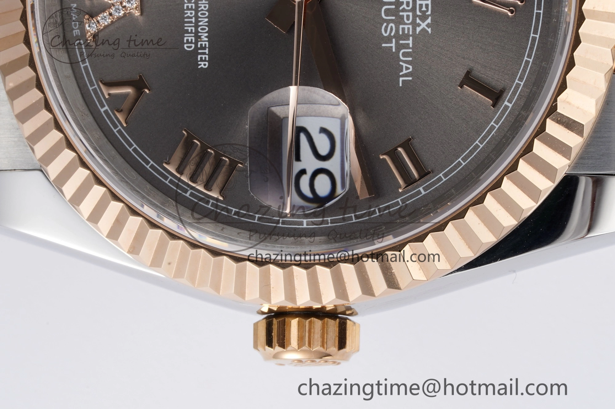 Effortless DateJust 36 SS RG 126231 JDF RG Plated 904L Steel Gray Dial Roman Markers on Jubilee Bracelet V 1748