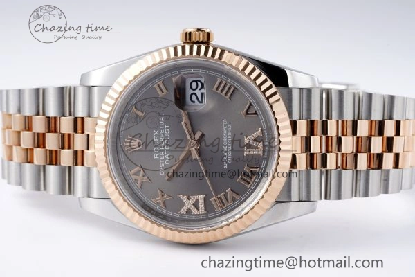 Effortless DateJust 36 SS RG 126231 JDF RG Plated 904L Steel Gray Dial Roman Markers on Jubilee Bracelet V 1748