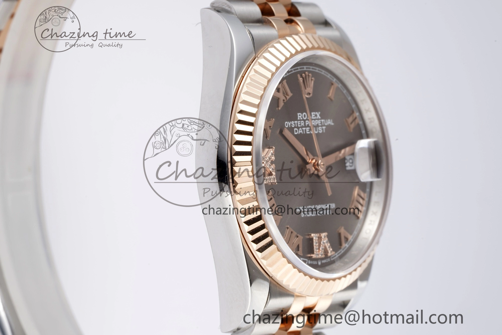 Effortless DateJust 36 SS RG 126231 JDF RG Plated 904L Steel Gray Dial Roman Markers on Jubilee Bracelet V 1748
