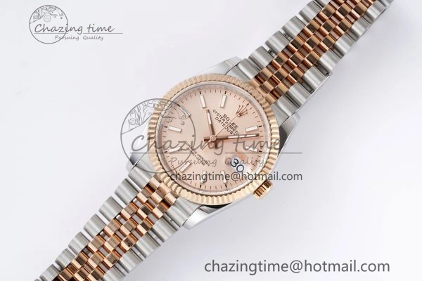 DateJust 36 SS RG 126231 JDF RG Plated 904L Steel RG Dial Stick Markers on Jubilee Bracelet V Upgraded 1750