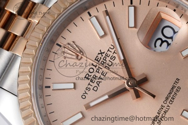 DateJust 36 SS RG 126231 JDF RG Plated 904L Steel RG Dial Stick Markers on Jubilee Bracelet V Upgraded 1750
