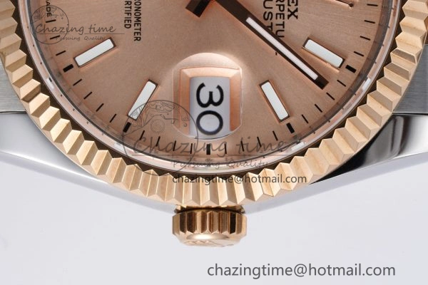DateJust 36 SS RG 126231 JDF RG Plated 904L Steel RG Dial Stick Markers on Jubilee Bracelet V Upgraded 1750