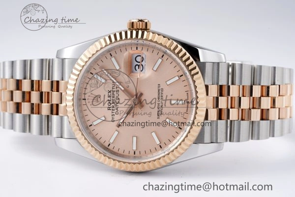 DateJust 36 SS RG 126231 JDF RG Plated 904L Steel RG Dial Stick Markers on Jubilee Bracelet V Upgraded 1750
