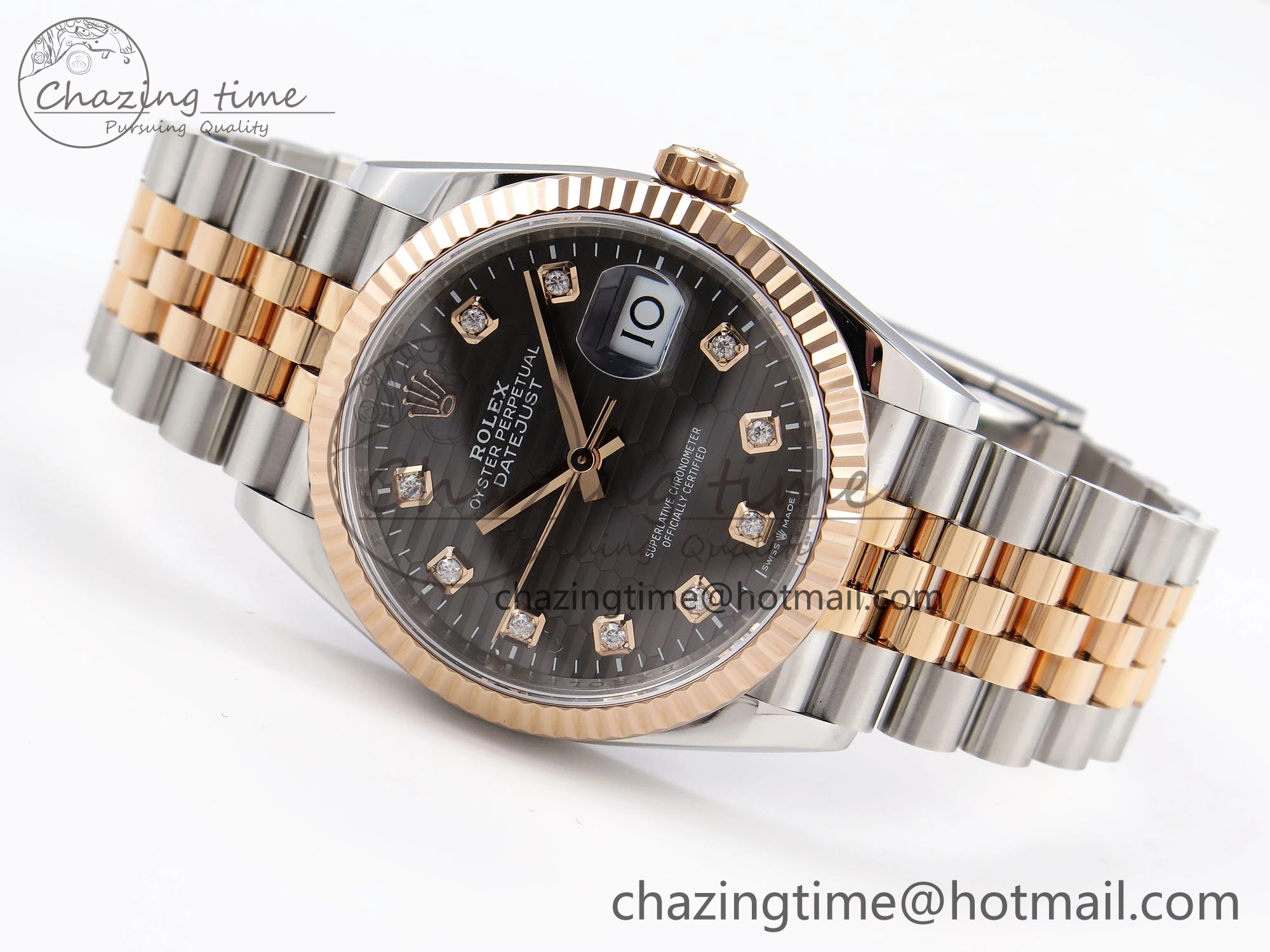 DateJust 36 SS RG 126231 VSF 1:1 Best Edition 904L Steel Gray Textured Diamonds Dial on Jubilee Bracelet VS Cozy 1856