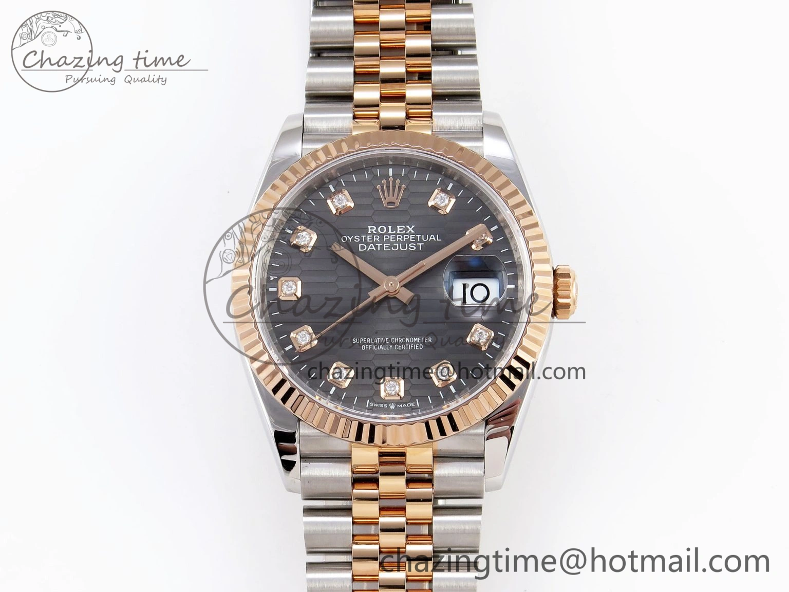 DateJust 36 SS RG 126231 VSF 1:1 Best Edition 904L Steel Gray Textured Diamonds Dial on Jubilee Bracelet VS Cozy 1856