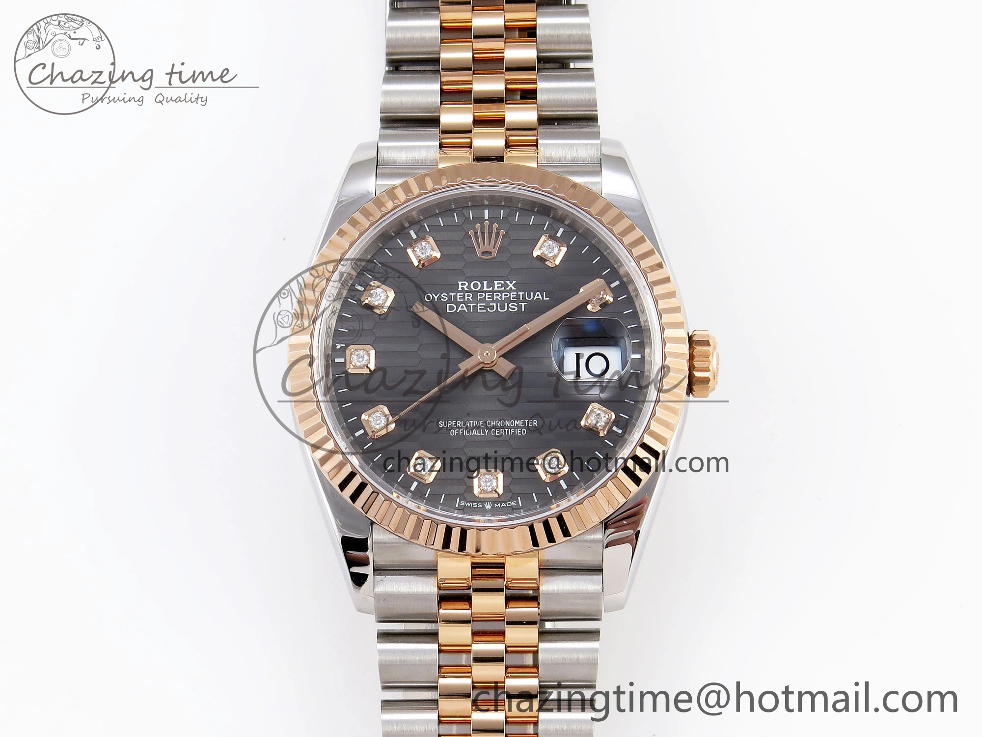 DateJust 36 SS RG 126231 VSF 1:1 Best Edition 904L Steel Gray Textured Diamonds Dial on Jubilee Bracelet VS Cozy 1856