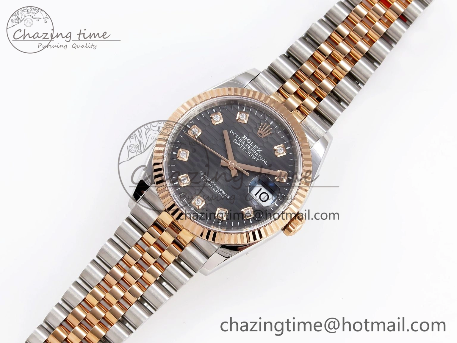 DateJust 36 SS RG 126231 VSF 1:1 Best Edition 904L Steel Gray Textured Diamonds Dial on Jubilee Bracelet VS Cozy 1856