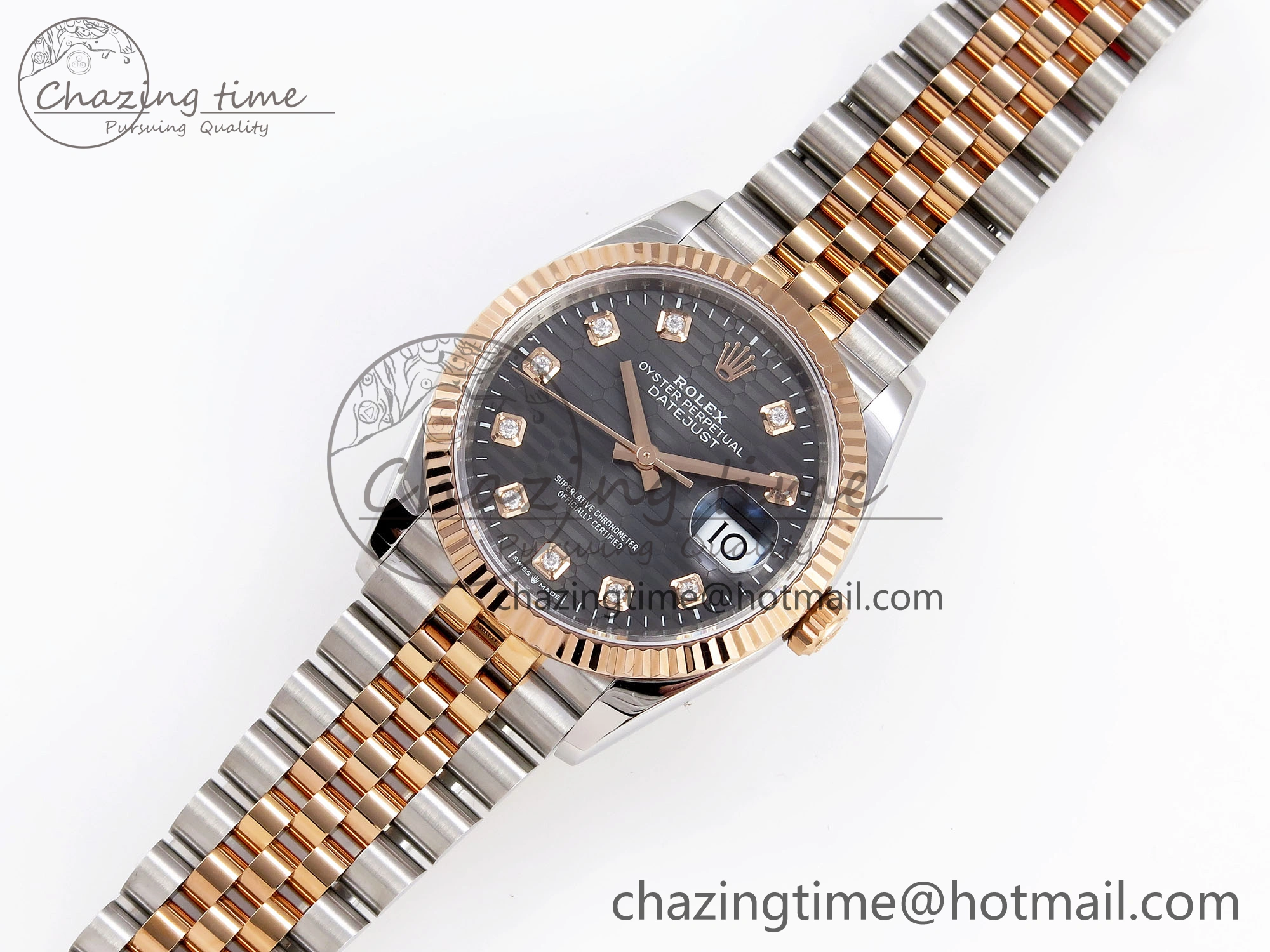 DateJust 36 SS RG 126231 VSF 1:1 Best Edition 904L Steel Gray Textured Diamonds Dial on Jubilee Bracelet VS Cozy 1856