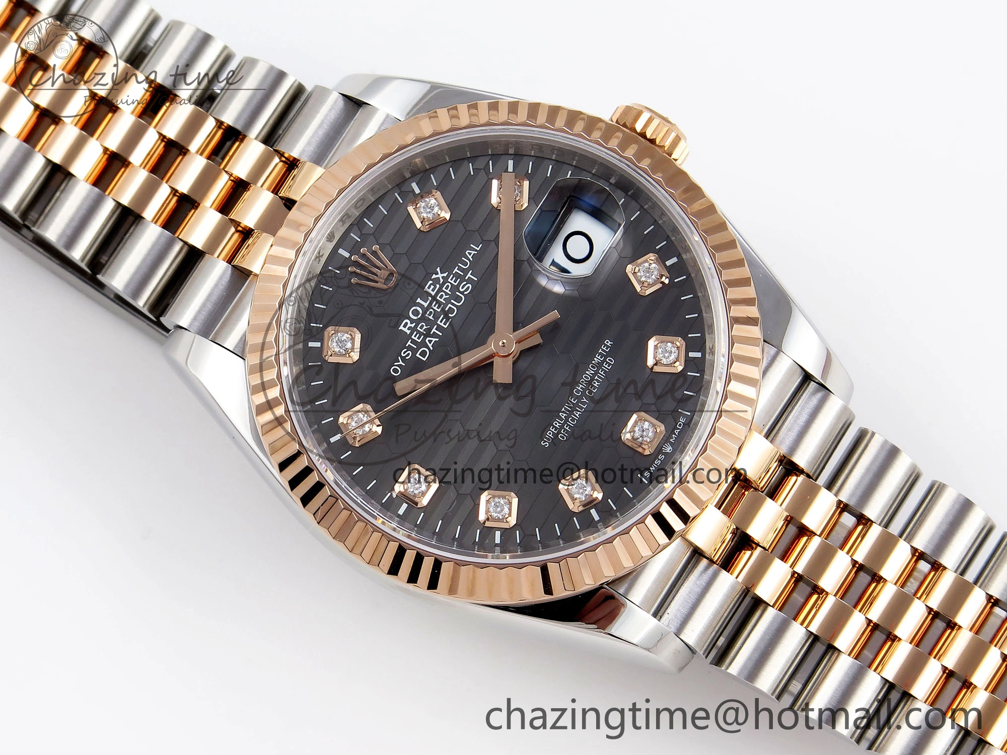 DateJust 36 SS RG 126231 VSF 1:1 Best Edition 904L Steel Gray Textured Diamonds Dial on Jubilee Bracelet VS Cozy 1856
