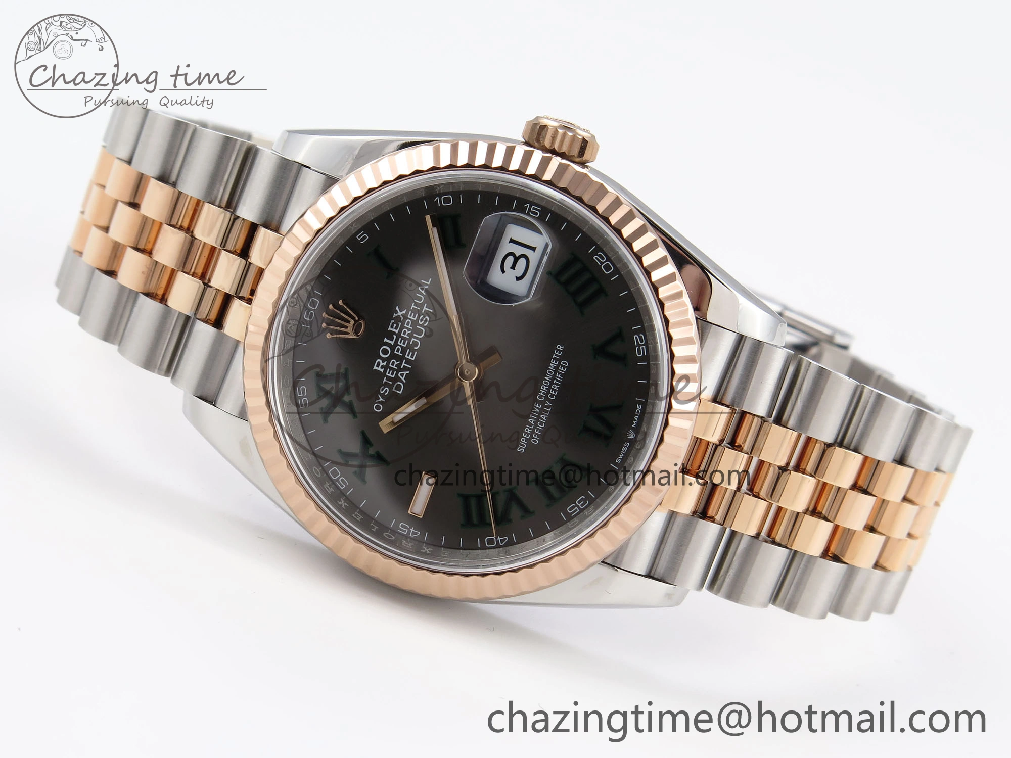 DateJust 36 SS RG 126231 VSF 1:1 Best Edition 904L Steel Gray Textured Diamonds Dial on Jubilee Bracelet VS OnTrend 1855