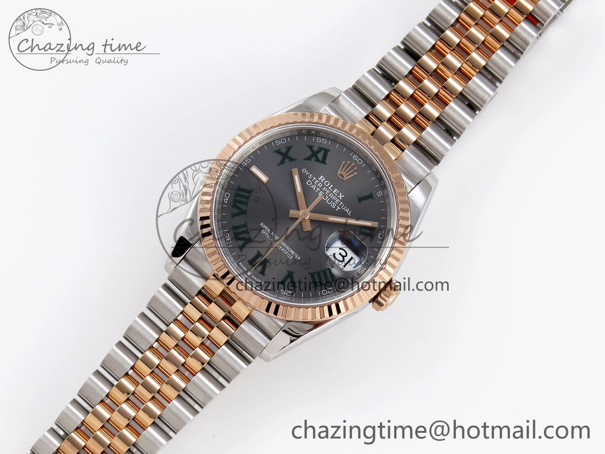 DateJust 36 SS RG 126231 VSF 1:1 Best Edition 904L Steel Gray Textured Diamonds Dial on Jubilee Bracelet VS OnTrend 1855