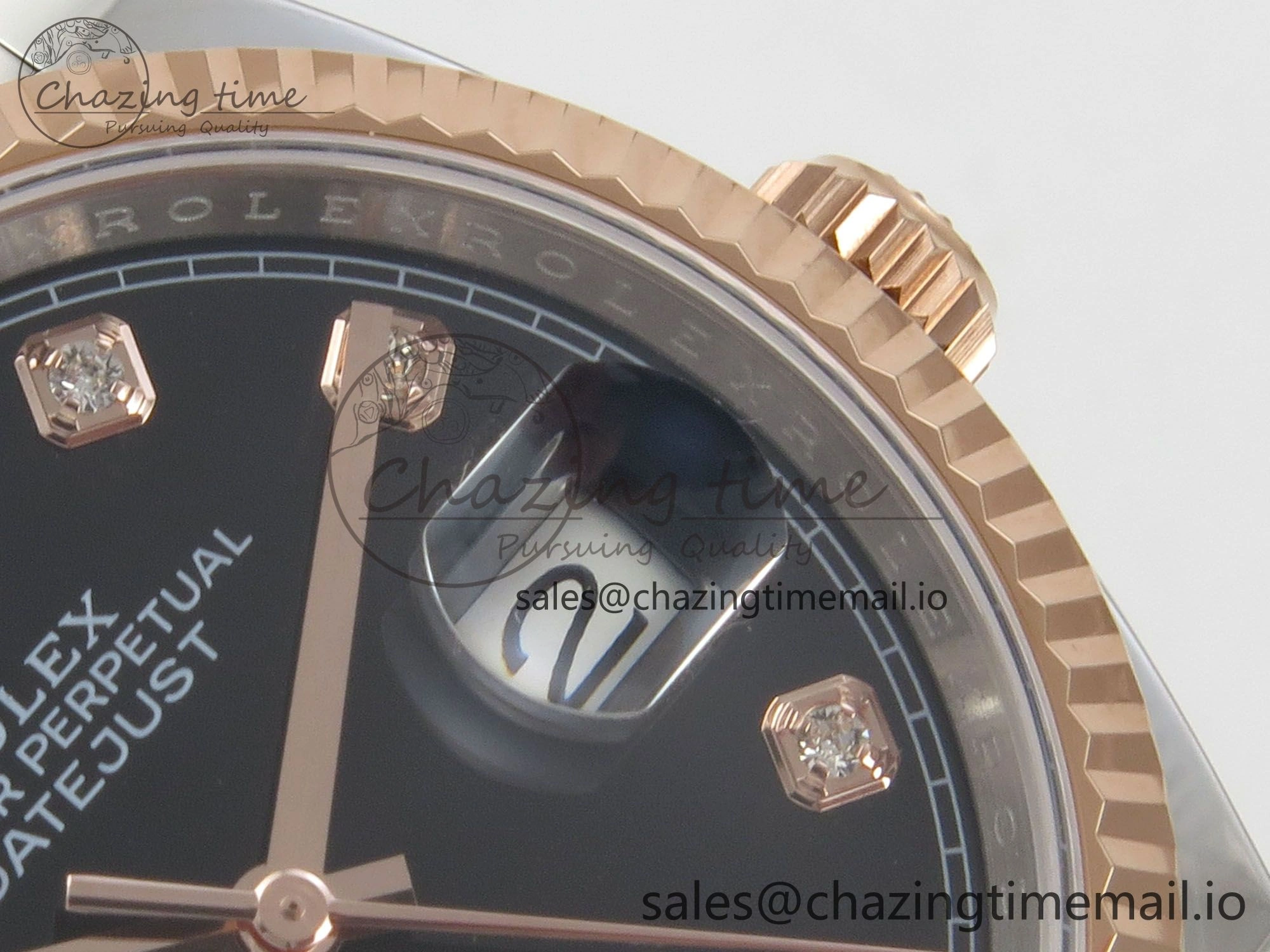 DateJust 36 SS RG ARF 1:1 Best Edition 904L Steel Black Diamonds Dial on Oyster Bracelet SH Attractive 76