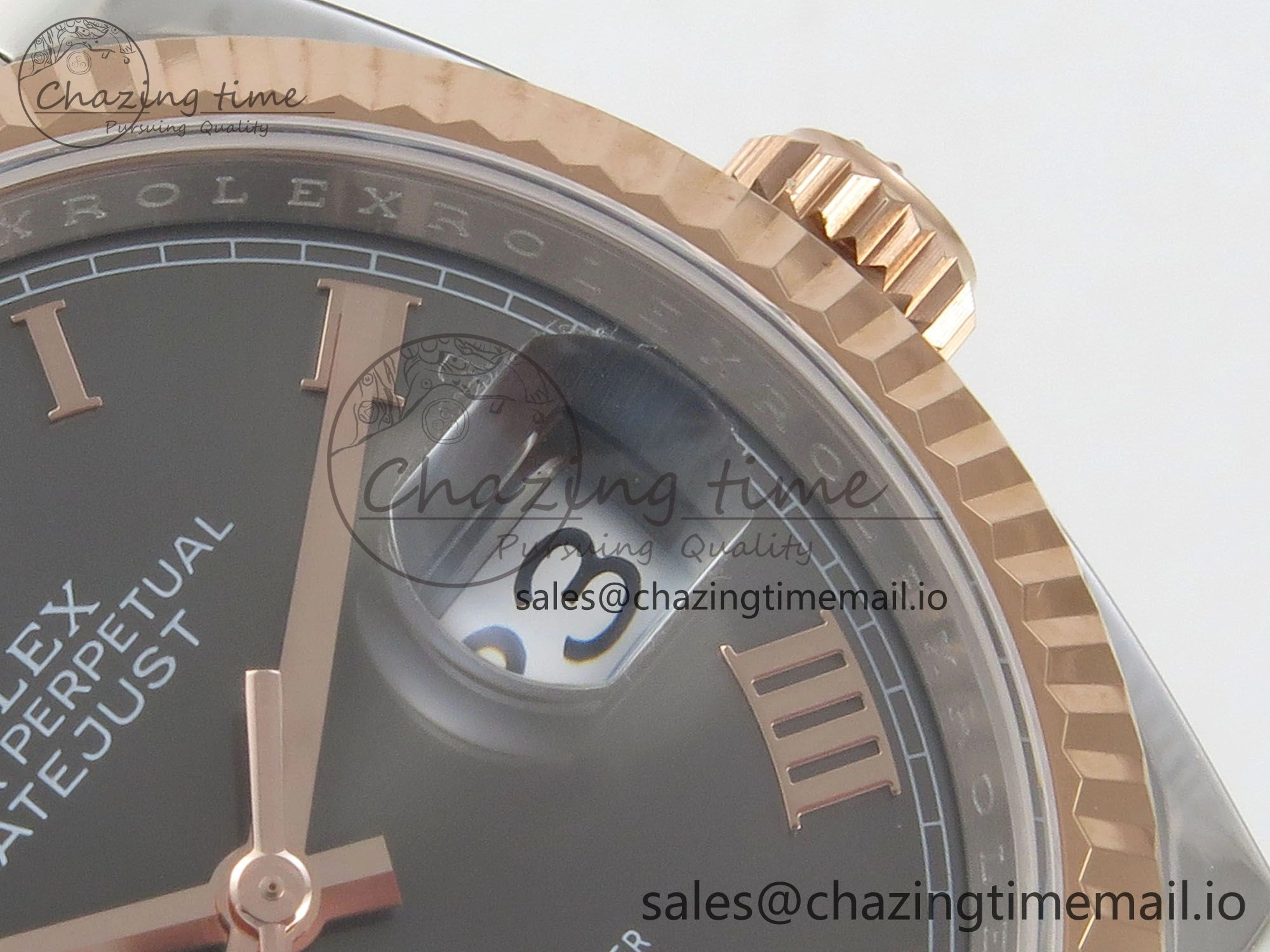 DateJust 36 SS RG ARF 1:1 Best Edition 904L Steel Gray Dial RG Roman on Oyster Bracelet SH Packable 65