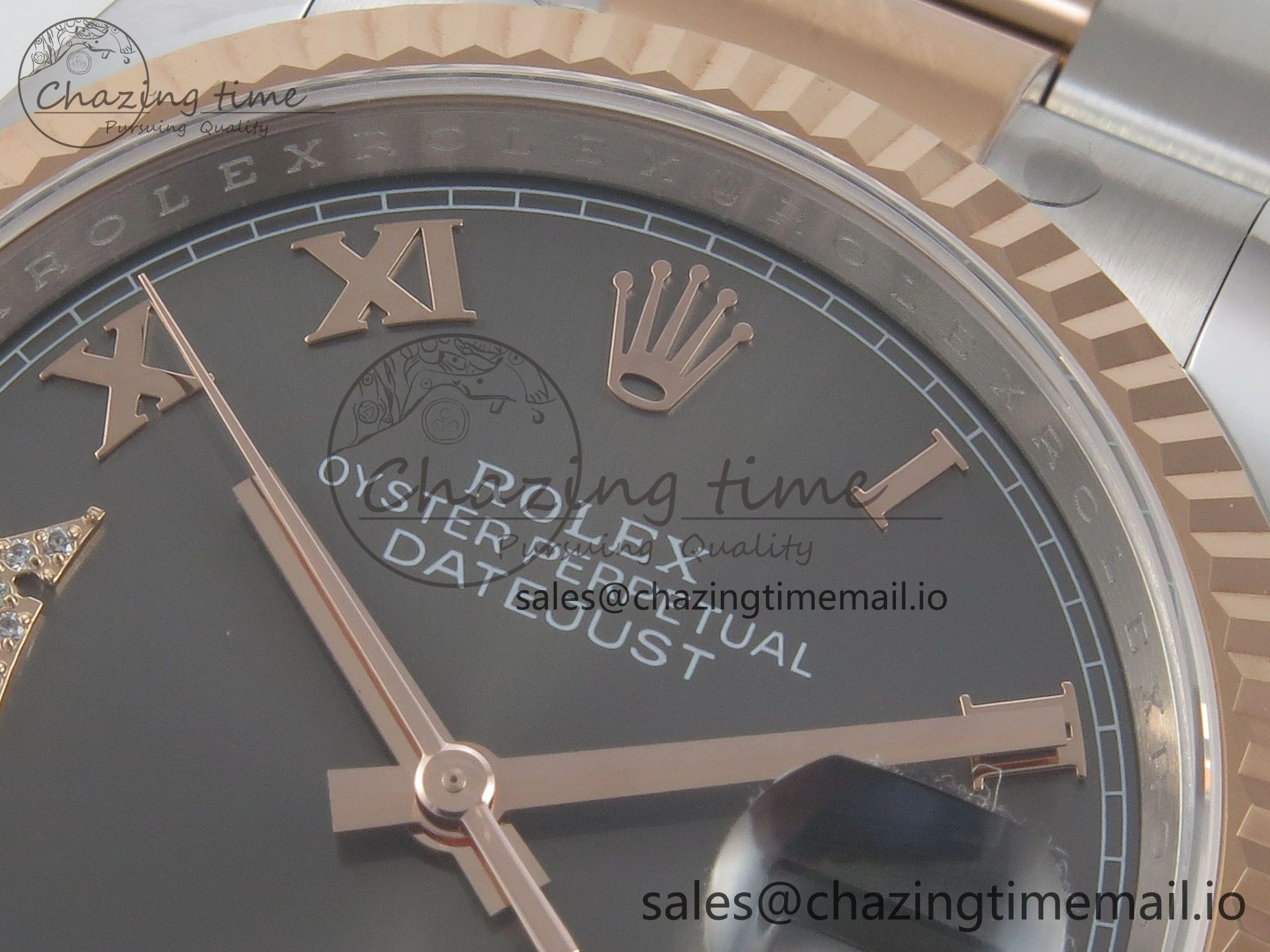 DateJust 36 SS RG ARF 1:1 Best Edition 904L Steel Gray Dial RG Roman on Oyster Bracelet SH Packable 65