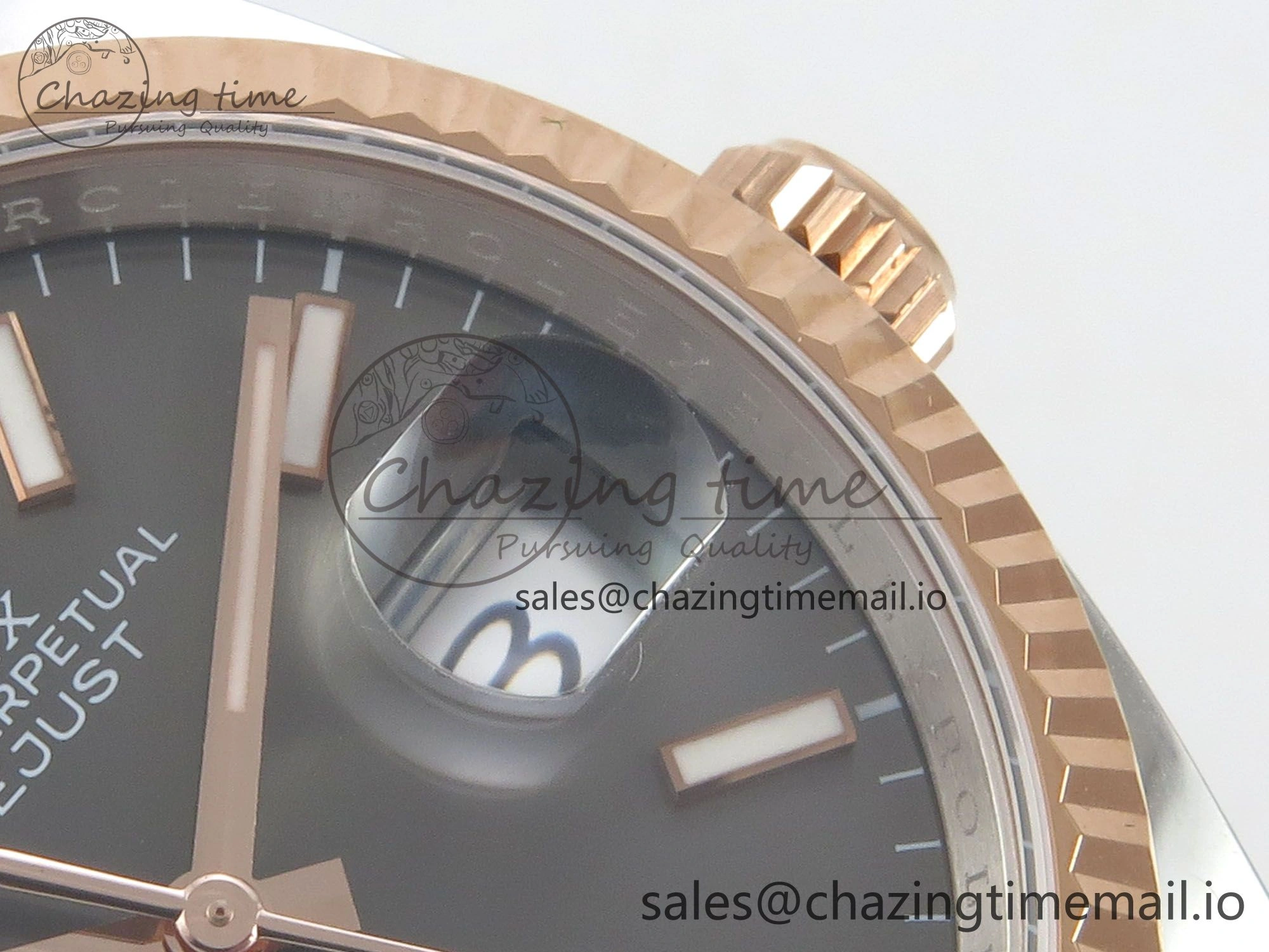 DateJust 36 SS RG ARF 1:1 Best Edition 904L Steel Gray Stick Dial on Oyster Bracelet SH SmoothTexture 90